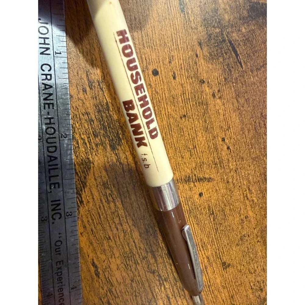 Vintage Household Bank FSB Advertising Pen Brown Cream Mid Century‎ Collectible
